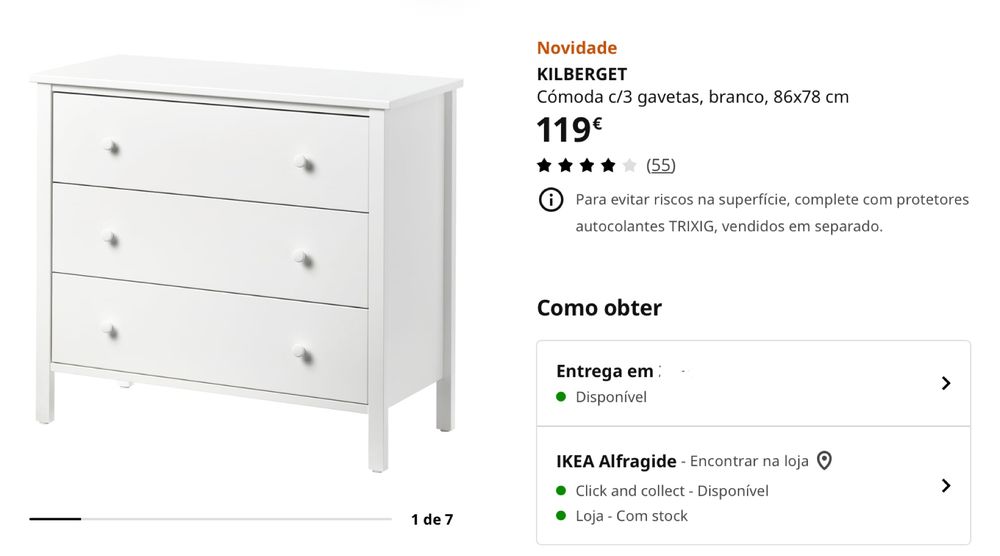 Vendo comoda branca ikea kilberget