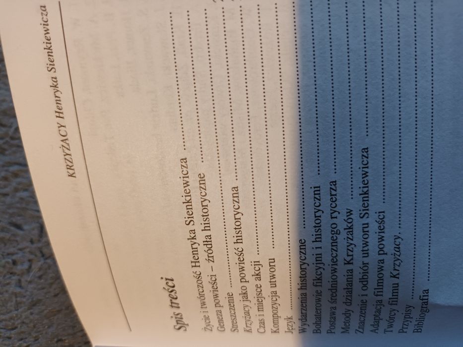 Krzyżacy H.Sienkiewicz opracowanie