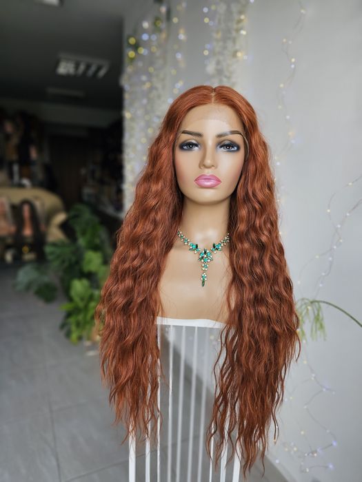 Peruka premium Galicja naturlane rude fale lacefront