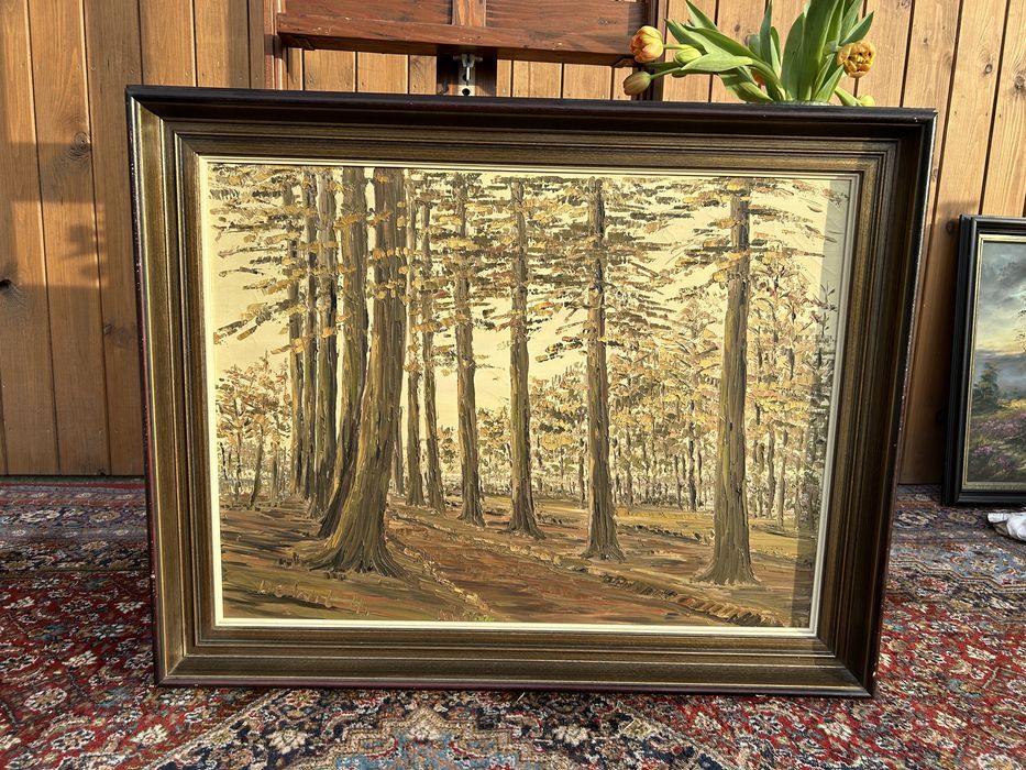 Obraz drewniana rama, droga między drzewami #9020 Stylowy Węgrów