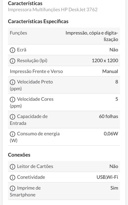 Impressora HP DeskJet 3762