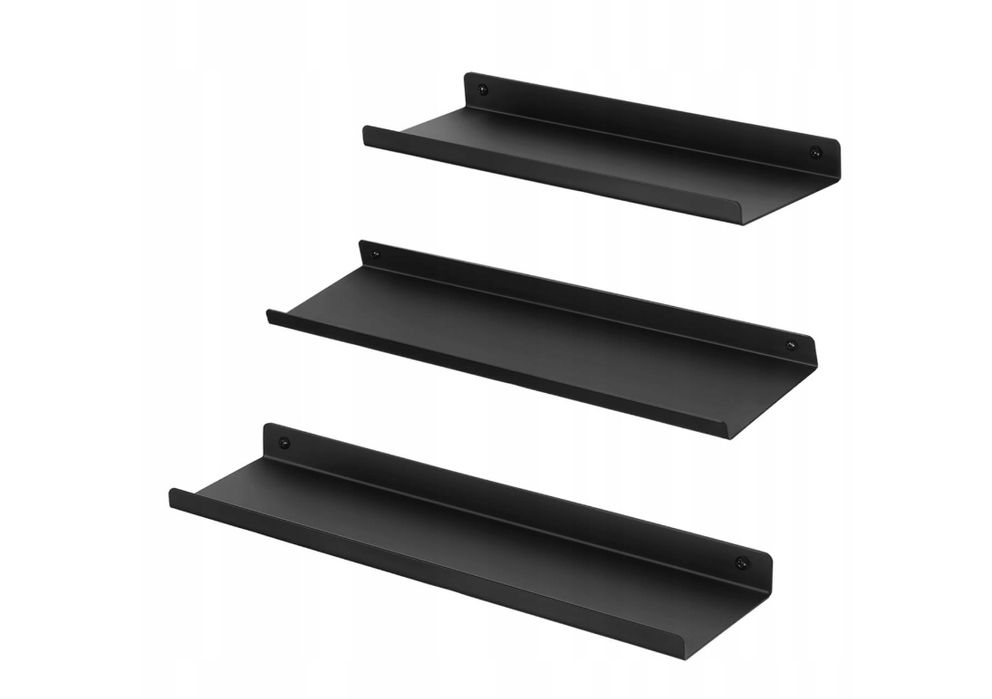 Metalowe Półki Ścienne, 3 Sztuki, Półki Pływające Songmics Lfs12Bk