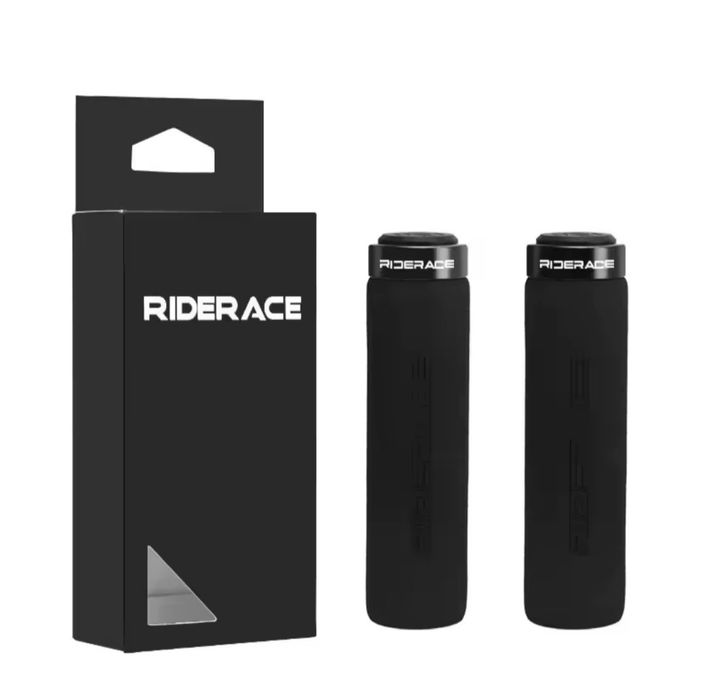 Piankowe chwyty rowerowe Gripy skręcane RIDERACE czarne/czerwone Nowe