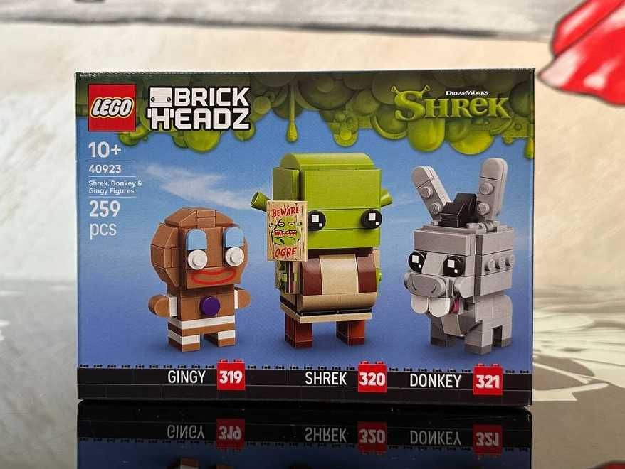 Конструктор LEGO Brick Headz 40923 Фігурки Шрека, Віслюка й Коржика