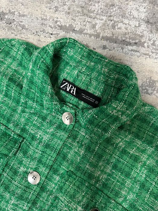 Твідова зелена сорочка Zara