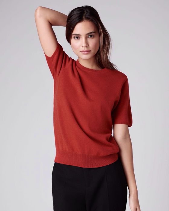 Кашеміровий светр з коротким рукавом cos arket стиль