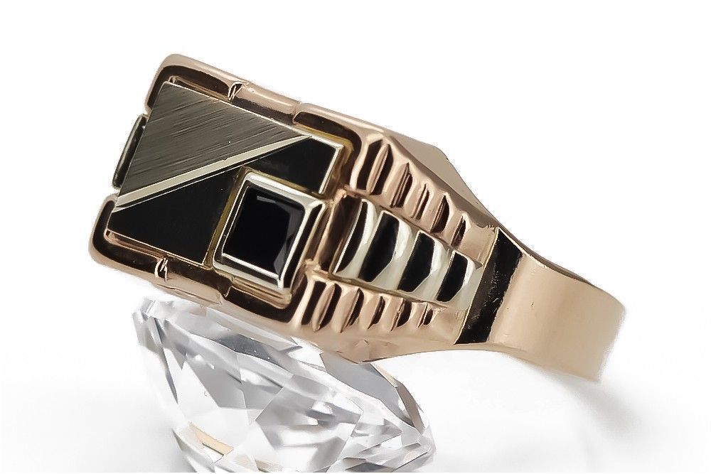 Złoty sygnet męski 14k z czerwonego złota csc005rw Onyks Gdańsk