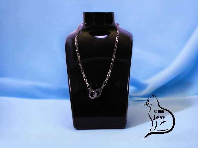 Silver-plated steel chain necklace with handcuffs - New