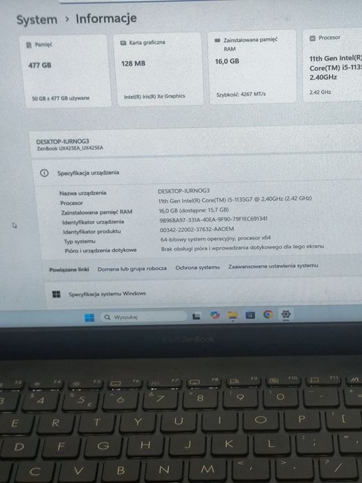 Asus Zenbook UX425 Uszkodzony