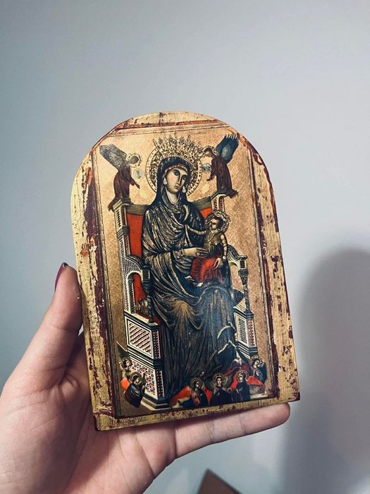 Piękna ikona prawosławna antyk obraz religijny