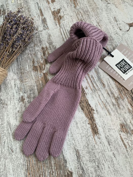Rekawiczki dzieciece rozowe welna merino jedwab