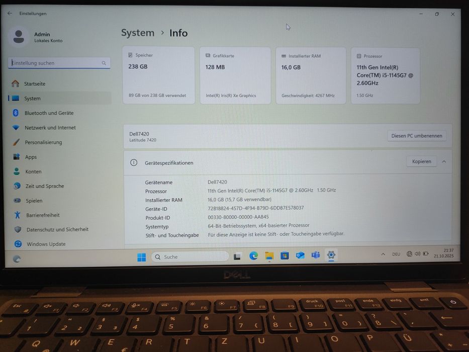 Dell Latitude 7420 14" FullHD IPS, Core i5-1145G7 16Gb