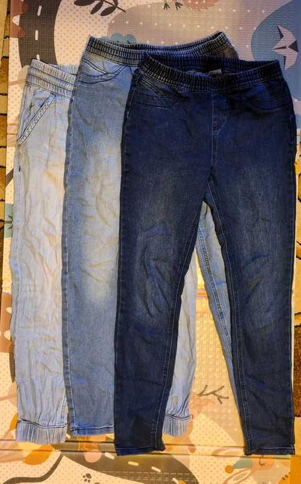 Zestaw spodnie ciążowe z gumką jegginsy bojówki 3 pary 34 36