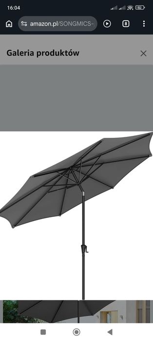 Parasol klasyczny Songmics szary 340 x 246 cm