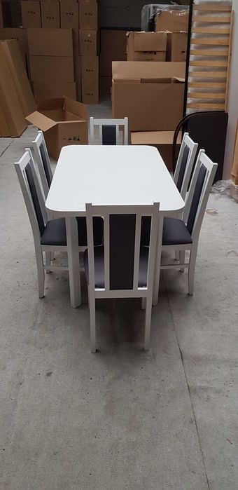Nowe: STÓŁ i 6 KRZESEŁ, biały + popiel , dostawa cała POLSKA