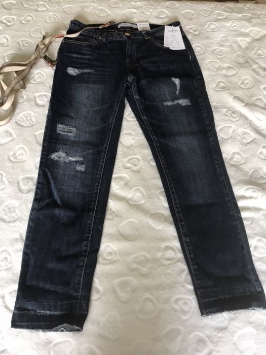 NOWE MANGO jeansy boyfriend przetarcia spodnie navy dziury 34 XS -50%