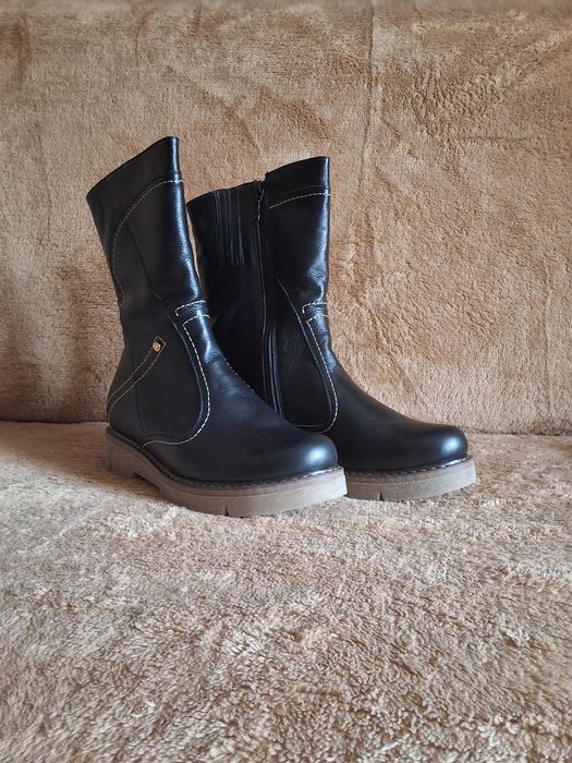 Зимние сапоги, Полусапожки. Кожа + цигейка (new)