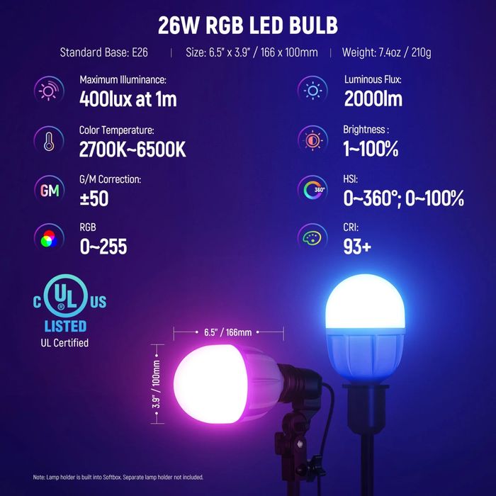 2 Kit de iluminação NEEWER NK800 RGB Softbox Lighting Kit novo