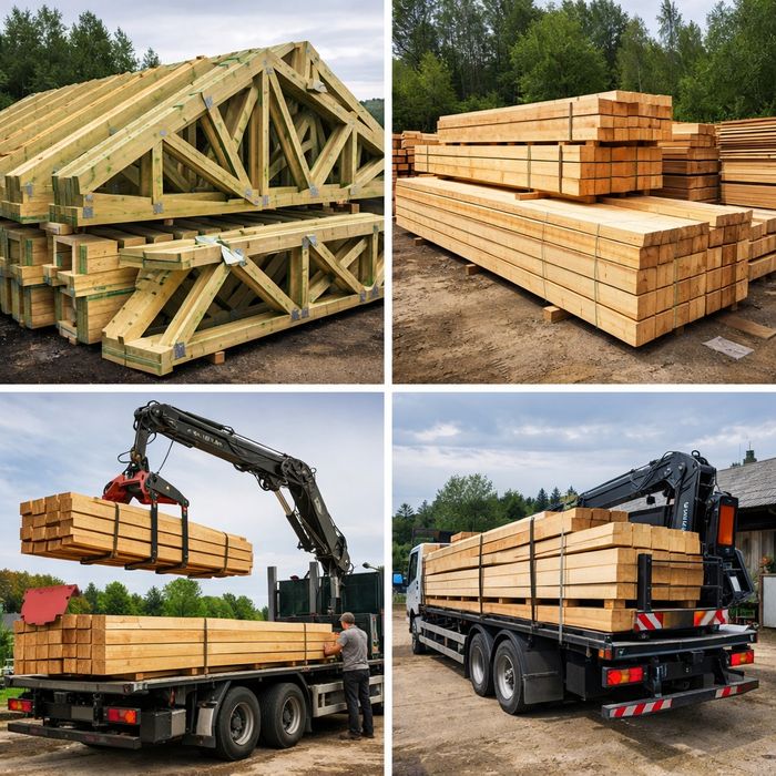 Więźba  dachowa,drewno na dach,deski,transport hds.