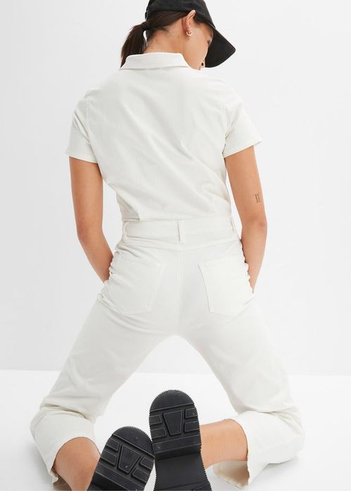 B.P.C kombinezon śmietankowy jeansowy z kołnierzykiem r.40