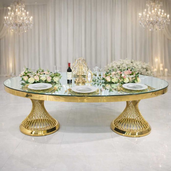 Stoły z kryształami sala weselna