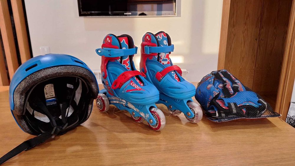 Conjunto Patins Extensíveis (31-35) Azuis Menino