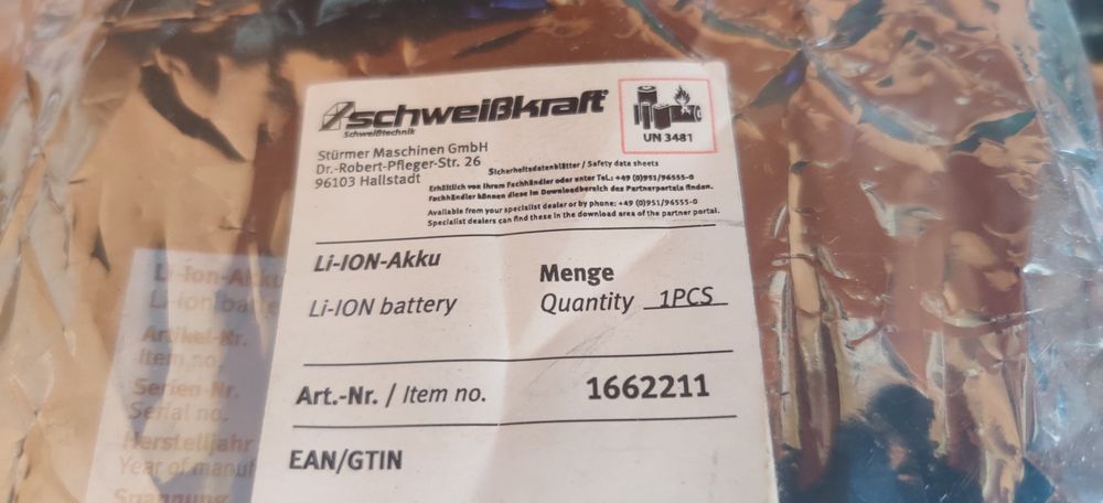 Schweisskraft akumulator bateria LI-ION do VarioProtect XXL-W TC AIR