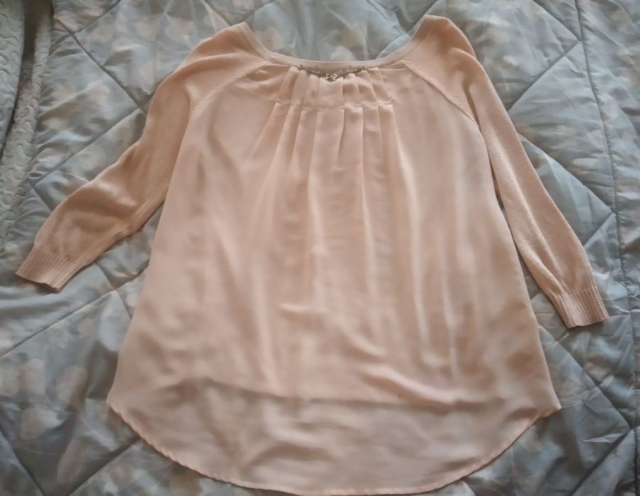 Camisola L, fio fino com fio dourado