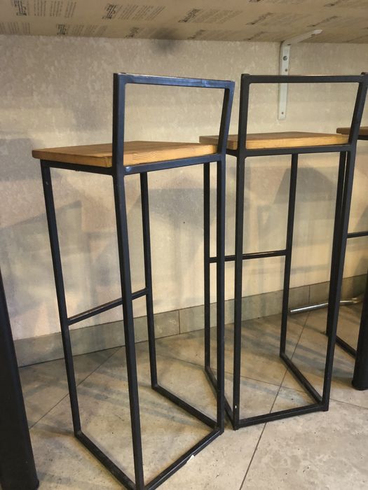 Стілець барний, метал і деревʼяні сідушки, лофт стиль