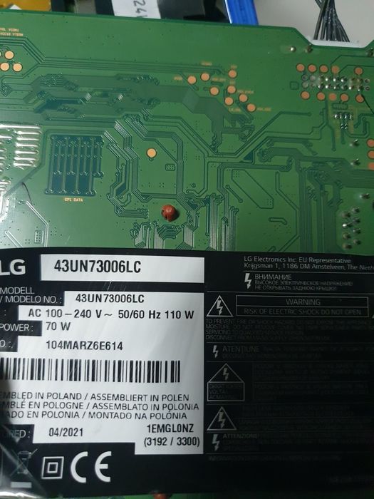 Peças tv LG 43UN73006LC