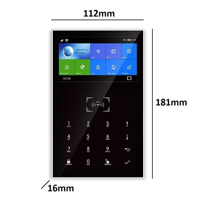 Bezprzewodowy Alarm Lcd 4.3' Gsm Wifi Tuya Polski Pg109T