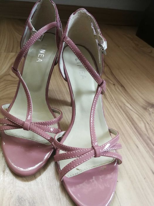 Buty szpilki pasek puder róż lila 37