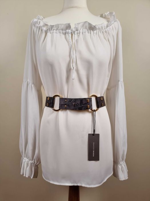 Szary, skórzany pasek Francesco Biasia