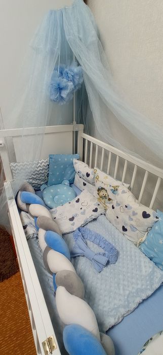 Дитяча кроватка "Ведмедик" з маятником+матрац+ комплект