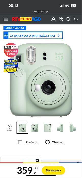 Aparat Instax Mini12 Zielony