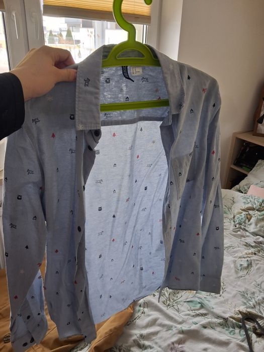 Koszula świąteczna  błękitna  M h&m