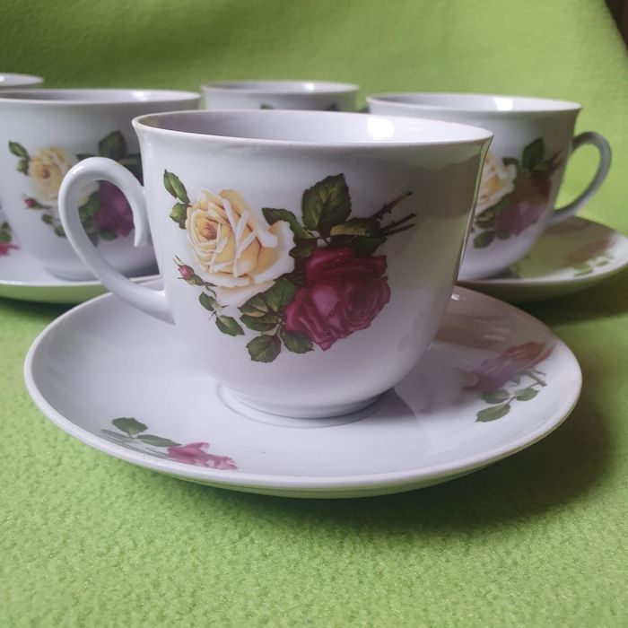 Сервиз, чайный, ПФЗ, фарфор, Розы, СССР