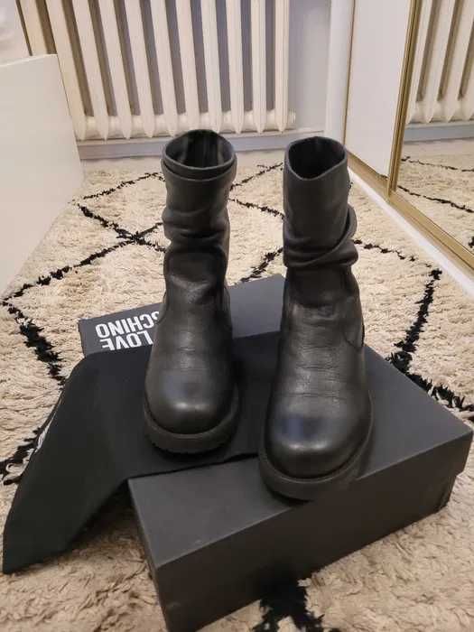 Buty Botki Love Moschino czarne serduszko 38/39 skóra naturalna