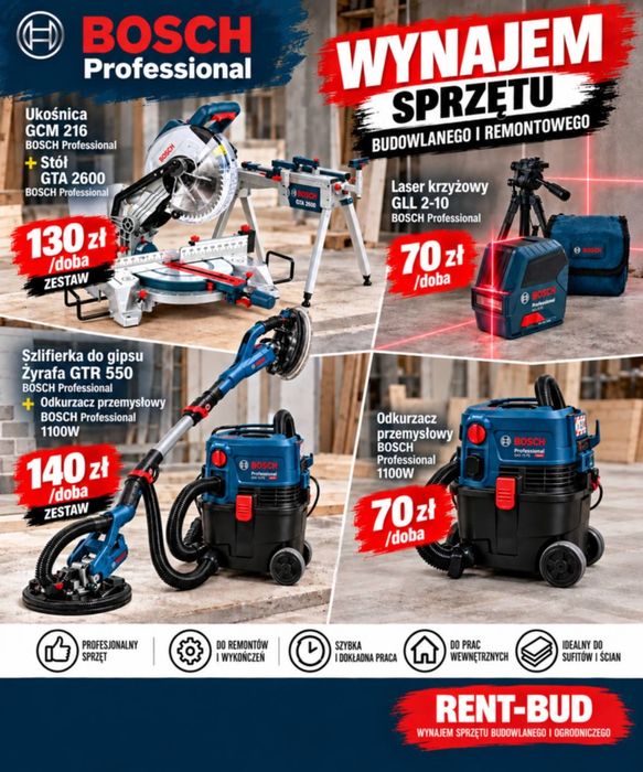 Wynajem sprzętu budowlanego i remontowego BOSCH PROFESSIONAL