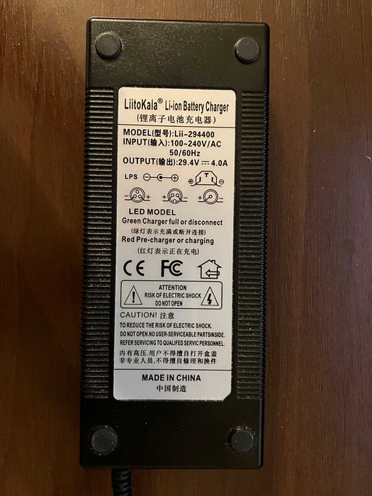 Зарядка LiitoKala lii-294400, Li-Ion 7S 29.4V 4A,  штекер 5.5x2.1mm