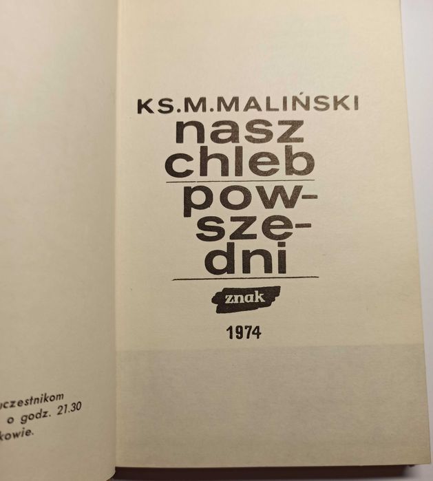 Ks. M. Maliński Nasz chleb powszedni - słowo boże książka religijna