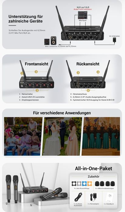 Набір для караоке PRO  на 4 мікрофони повна комплектація новий