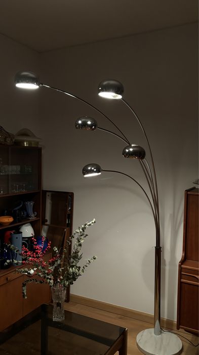 Pięcioramienna stojąca lampa chromowana Atelje Lyktan Szwecja lata 70