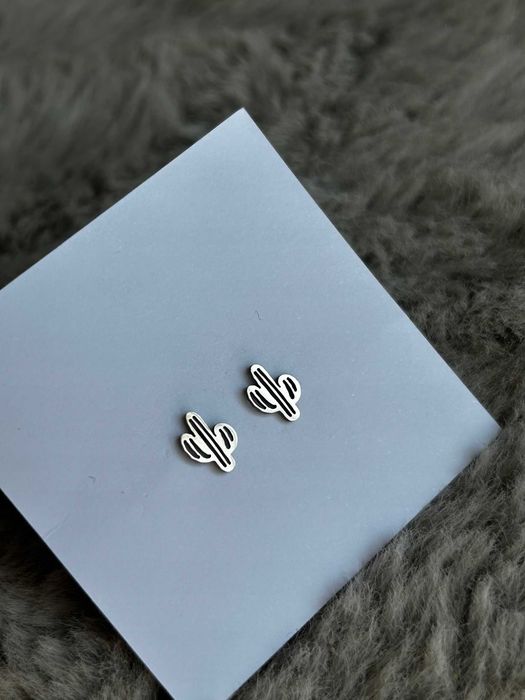 Kolczyki Stal Chirurgiczna Kaktus Kolor Srebrny *Stainless Steel*