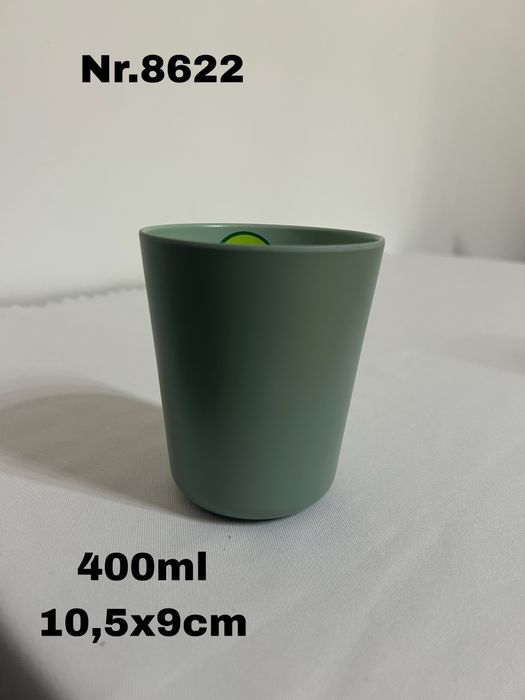 Zestaw 6 zielonych kubków z melamimy 400ml nr.8622