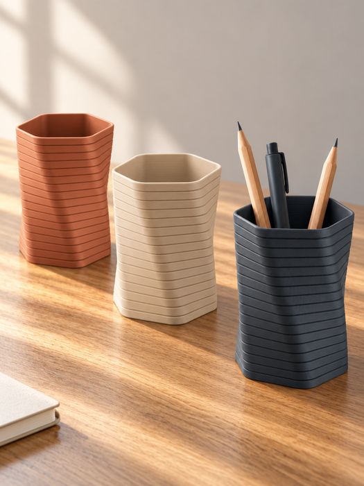 Cup para canetas e lápis hexagonal