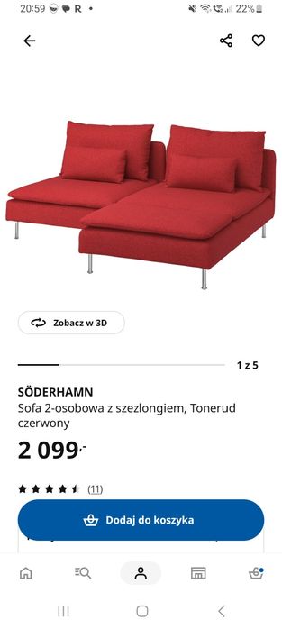 Nowa sofa kanapa z szezlongiem ikea