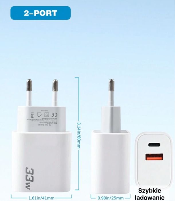 Ladowarka 33 W PD szybkie ladowanie 2x USB A USB C