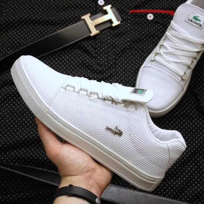 Кросівки Lacoste чоловічі класичні кеди Лакоста білі РОЗПРОДАЖ