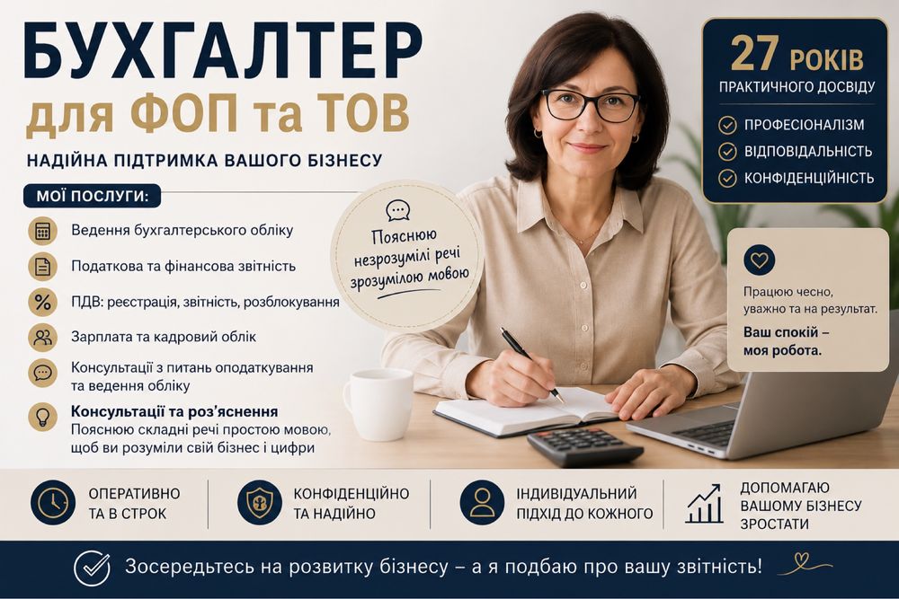 Бухгалтер для ФОП та ТОВ/ Пояснюю складне просто